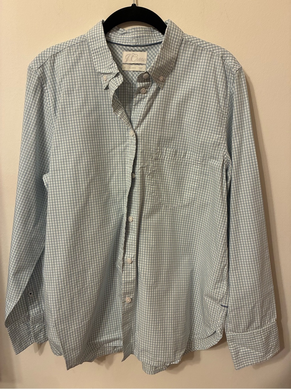 J. Crew size 12 pale blue gingham button up shirt